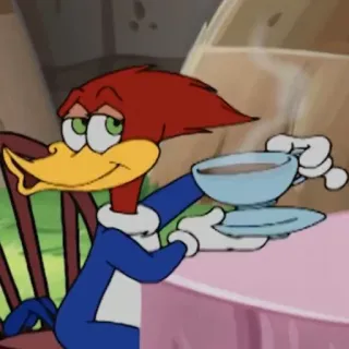 ☕️ Woody Woodpecker Cartone animato, Uccello, Tè, Caffè, Bevanda telegram sticker