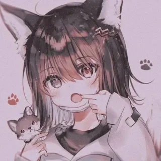 🌟 Anime, Fille, Renard, Oreilles, Mignon, Kawaii telegram sticker