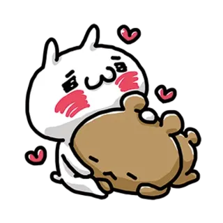 ✳️ милый, животное, мультфильм, каваи, объятие, любовь, стикер telegram sticker