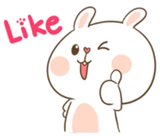 😝 Like bunny, rabbit, like, thumbs up, cartoon, cute, animal, approval telegram sticker