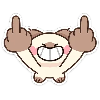 🖕 Dessin animé, Animal, Doigt d'honneur, Offensant, Sticker, Chat telegram sticker