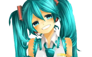😁 Hatsune Miku 애니메이션, 보컬로이드, 하츠네 미쿠, 만화 whatsapp sticker