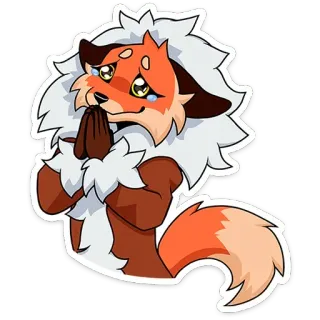 🙏 renard, dessin animé, triste, pleurs, animal, autocollant telegram sticker