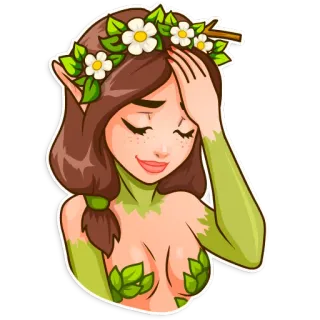 🤦 elf, woman, fantasy, flowers, sticker, cartoon telegram sticker