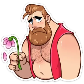 ☹️ homme, fleur, triste, dessin animé, personnage whatsapp sticker