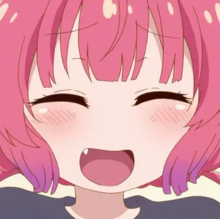 😅 Anime, Niedlich, Fröhlich, Pinke Haare, Cartoon, Lächeln telegram sticker