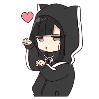 😏 Chica anime, Orejas de gato, Sudadera con capucha, Lindo, Kawaii, Corazón, Dibujos animados whatsapp sticker