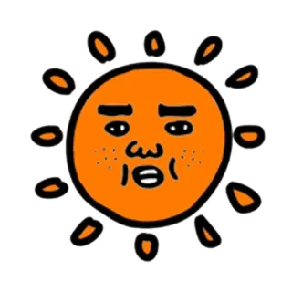 😊 太阳, 卡通, 橙色, 脸, 插图 telegram sticker