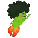 🚀 การ์ตูน, บรอกโคลี, จรวด, บิน, ผัก whatsapp sticker