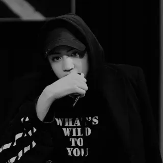 🖤 WHAT'S WILD TO YOU persona, sombrero, sudadera con capucha, blanco y negro, retrato, moda whatsapp sticker