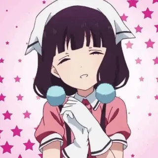 💕 anime girl, maid, cute, stars, pink, cartoon telegram sticker