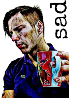 😭 sad грустный, чашка, мужчина, меланхолия, одинокий telegram sticker