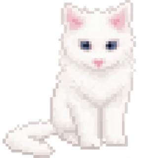 🐾 cat, white cat, animal, pet, pixel art telegram sticker