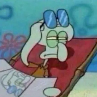 🥢 Squidward Spongebob Squarepants Squidward, cartoon, Spongebob, relaxing, beach, sunglasses whatsapp sticker