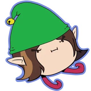 🎅 elfe, dessin animé, fantaisie, personnage, vert, chapeau, cloche, noël telegram sticker