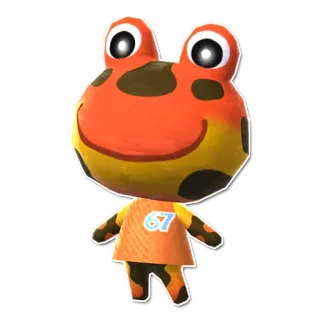 🐸 67 Animal Crossing, frog, orange, cartoon, video game character telegram sticker