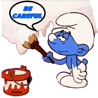 🚧 Smurf BE CAREFUL puffo, pittura, cartone animato, carino, personaggio telegram sticker