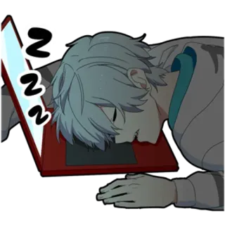 🎩 zzz sleeping, anime, tired, laptop, zzz, exhausted, cartoon telegram sticker