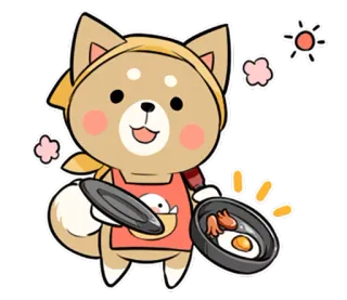 🍳 собака, повар, готовка, еда, каваий, милый, животное, фартук, мультфильм telegram sticker