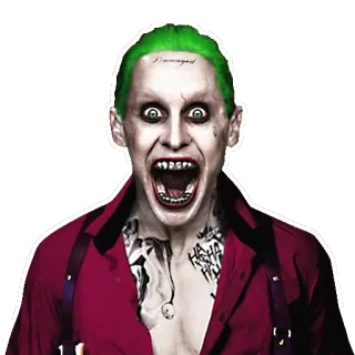 😊 The Joker Suicide Squad Damaged cattivo, DC, fumetti, clown, folle whatsapp sticker