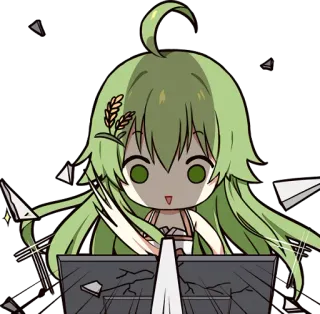 😡 anime girl, cartoon, cute, green hair, shocked, computer whatsapp sticker