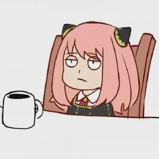 😐 Anya Forger Spy x Family Anime, Niedlich, Müde, Mädchen, Anya, Spy x Family, Kaffee telegram sticker