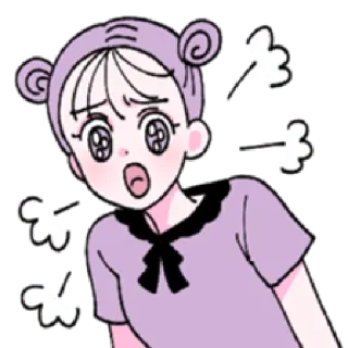😤 dessin animé, illustration, fille, choquée, animé, surprise, mignon telegram sticker