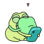 🤩 カエル, 両生類, 漫画, 緑, かわいい, ハート telegram sticker