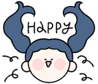 😆 HAPPY glücklich, süß, Cartoon, Mädchen, Animation, fröhlich telegram sticker