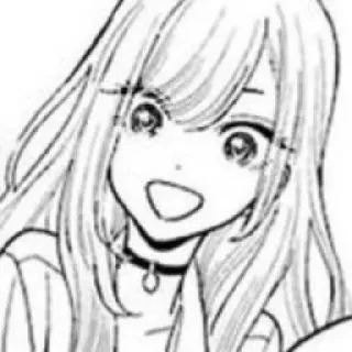 📀 Anime, Manga, Fille, Personnage, Portrait, Noir et blanc telegram sticker