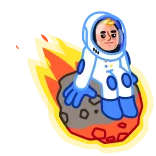 😐 宇宙飛行士, 宇宙, 隕石, 漫画, 旅行, 探検 telegram sticker