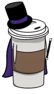 ☕ kopi, sihir, pesulap, topi tinggi, minuman, kartun whatsapp sticker