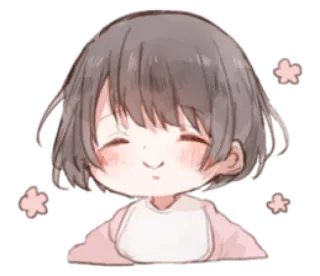 🤍 애니메이션 소녀, 귀여운, 행복한, 만화, 미소 whatsapp sticker