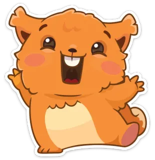 😃 귀여운, 햄스터, 만화, 행복한, 스티커, 동물 telegram sticker