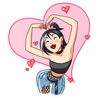 ❤ desenho animado, coração, menina, amor, fofo, anime, adesivo whatsapp sticker