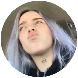 🥴 Billie Eilish 比莉·艾利什, 歌手, 名人, 流行歌星, 音乐, 肖像 telegram sticker