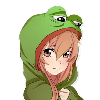 😊 Anime, Weinen, Mädchen, Frosch, Hoodie, Traurig telegram sticker