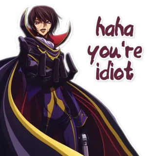 😏 Lelouch Lamperouge Code Geass haha you're idiot anime, Lelouch, Code Geass, mocking, haha, idiot telegram sticker