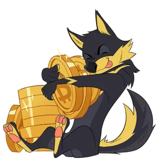 💰 мультфильм, собака, монеты, золото, рубль telegram sticker