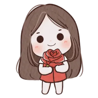 🐰 gadis, mawar, lucu, kartun, bunga telegram sticker
