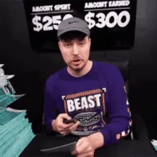 😔 MrBeast MrBeast, YouTube, Content Creator, Geld, Gamer, Internet-Star telegram sticker