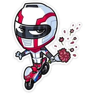 💐 moto, casco, fiori, adesivo, cartone animato, veicolo, carino telegram sticker