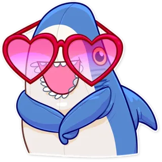 😍 requin, lunettes, coeur, mignon, dessin animé, animal telegram sticker