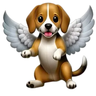 🐕 chó, thiên thần, đôi cánh, chó beagle, dễ thương, động vật, hoạt hình whatsapp sticker