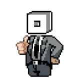 👍 픽셀 아트, 좋아요, 정장, 블록 머리, 레트로, 스티커, 캐릭터 telegram sticker
