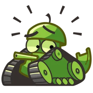 😲 Panzer, Cartoon, Militär, Fahrzeug, Grün whatsapp sticker