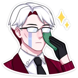 😭 Аниме, Манга, Персонаж, Плачет, Красивый, Очки, Джентльмен telegram sticker