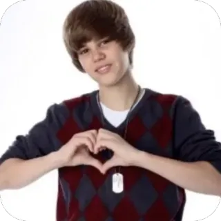 🫥 Justin Bieber Justin Bieber, Star de la pop, Chanteur, Coeur avec les mains, Idole des ados telegram sticker