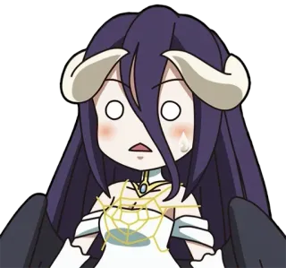 😯 Albedo Overlord Anime, Chibi, Demon, Reakcja, Przestraszony, Słodki telegram sticker