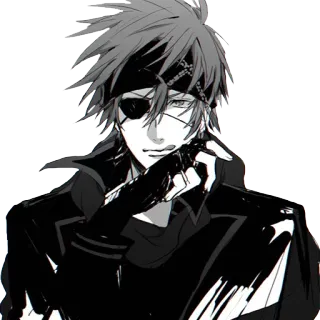 😋 Anime, Mangá, Personagem, Tapa-olho, Bandana, Preto e branco telegram sticker